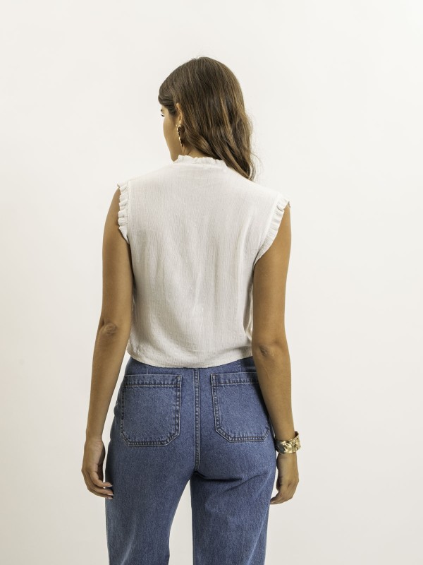 Blouse sans manches smocke...