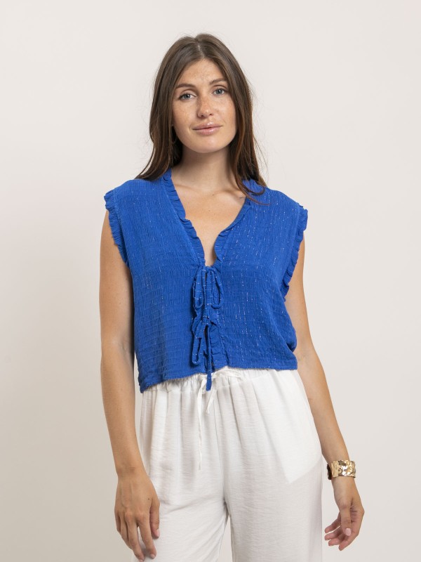 Blouse sans manches smocke...