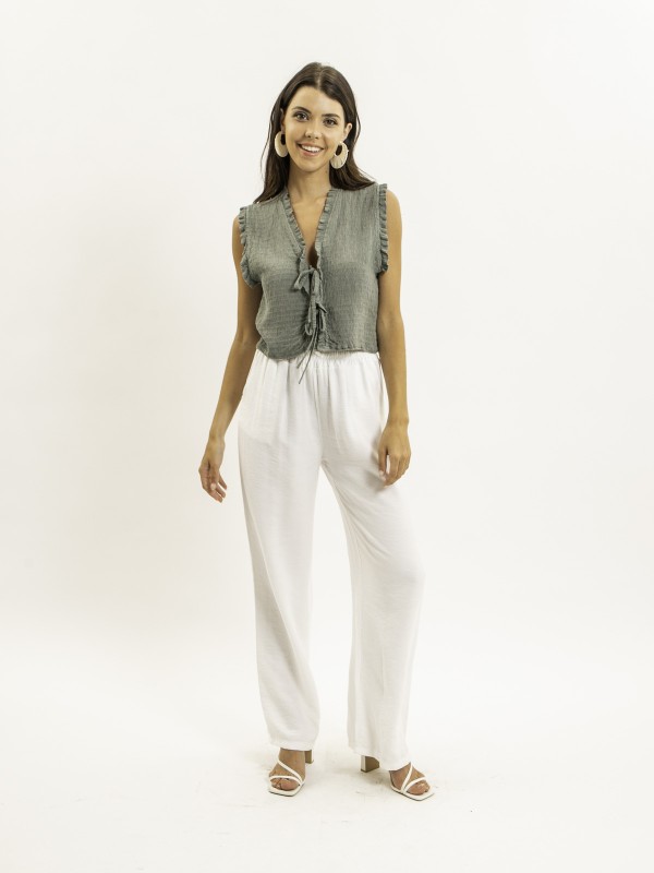 Blouse sans manches smocke...