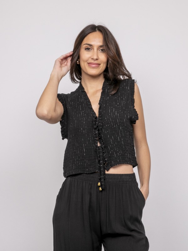 Blouse sans manches smocke...