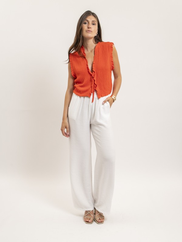 Blouse sans manches smocke...