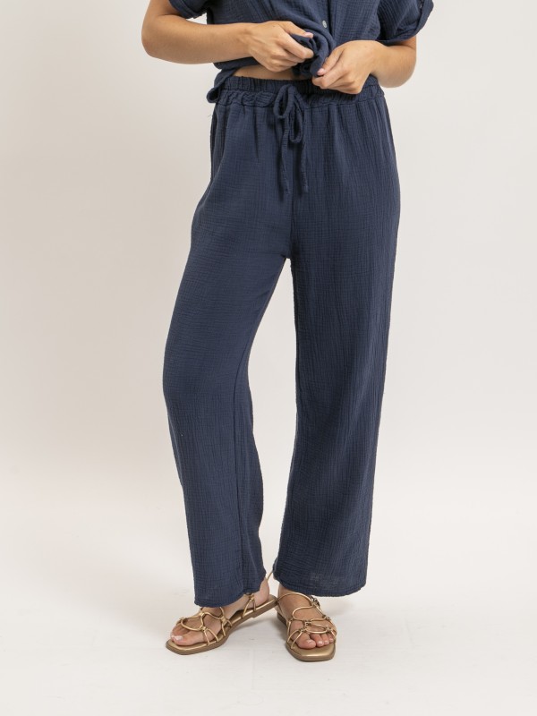 Pantalon fluide gaze de...