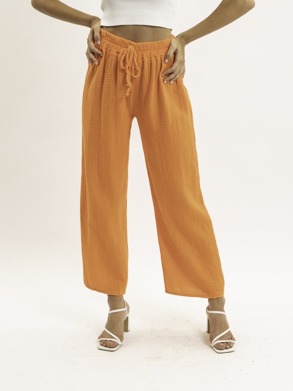 Pantalon fluide gaze de...