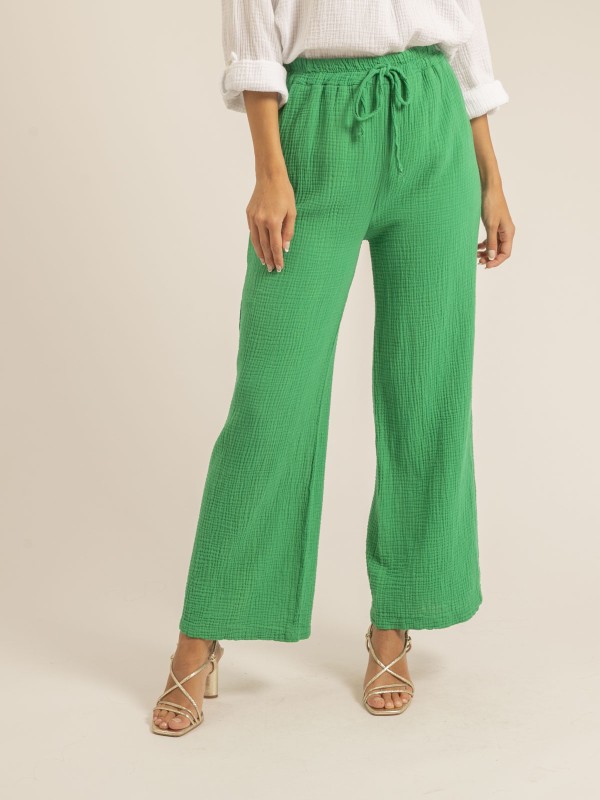 Pantalon fluide gaze de...