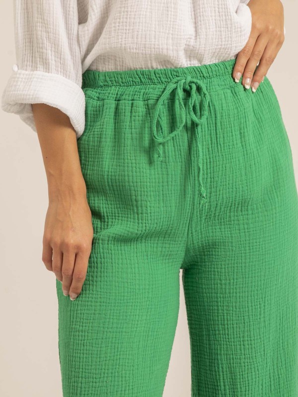 Pantalon fluide gaze de...
