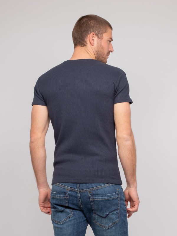 T shirt col V coton cottelé...