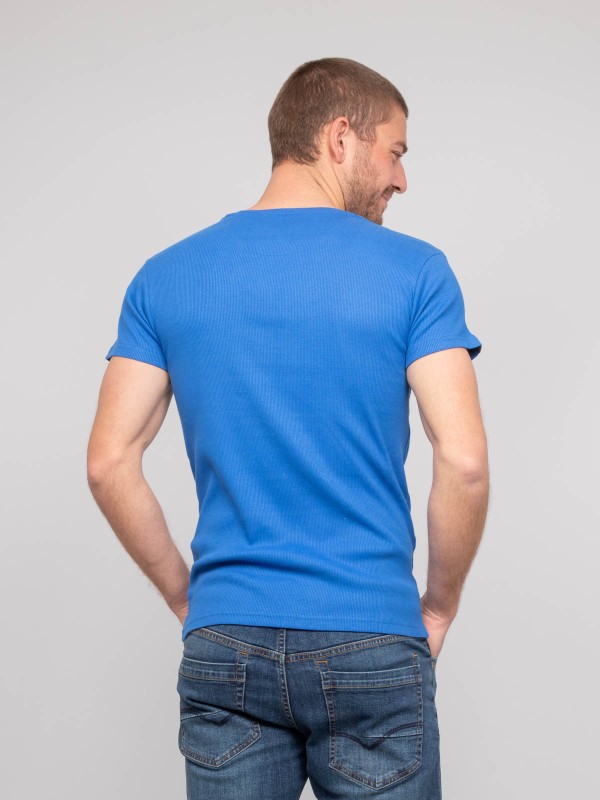 T shirt col V coton cottelé...