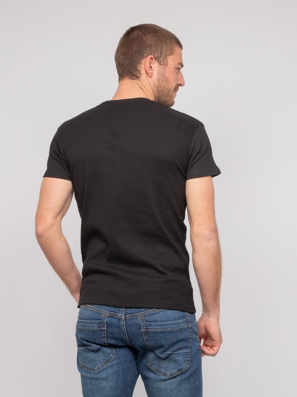 T shirt col V coton cottelé...