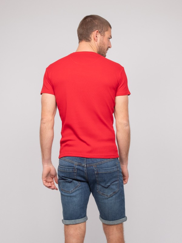 T shirt col V coton cottelé...