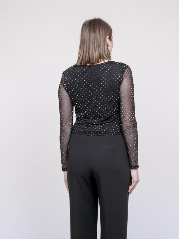 Top à strass FAVERELLE - Noir