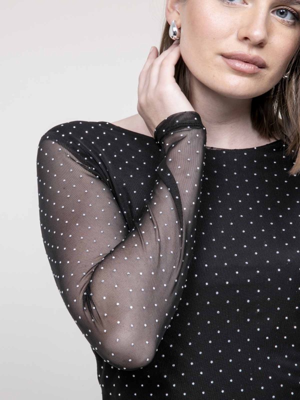 Top à strass FAVERELLE - Noir