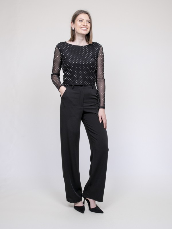 Top à strass FAVERELLE - Noir