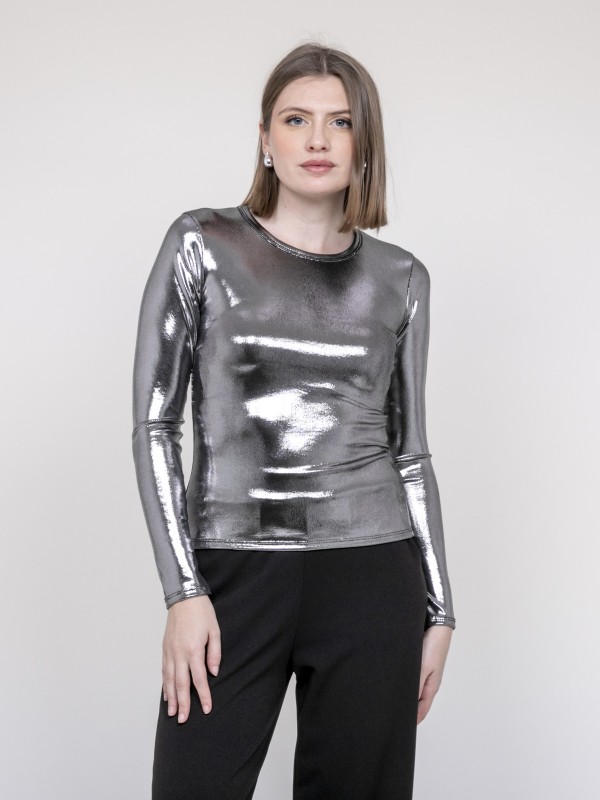Top métallisé manches...