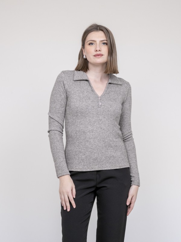 Top col polo FRANINA - Beige