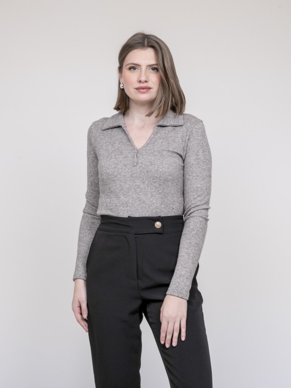 Top col polo FRANINA - Beige