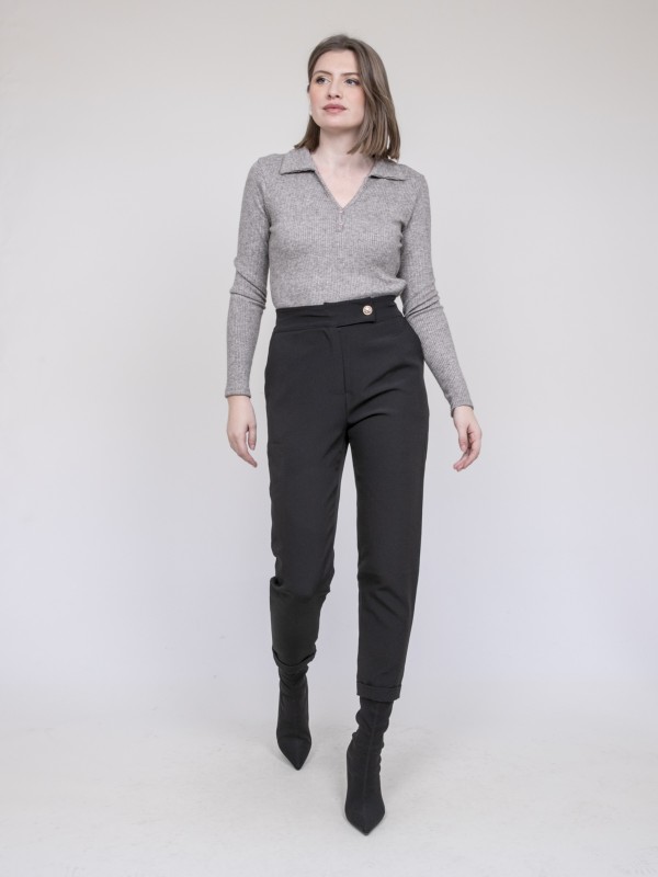 Top col polo FRANINA - Beige