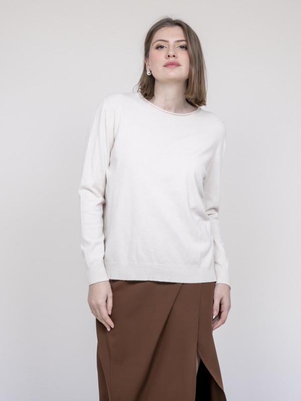 Pull col rond KATOLIE - Ecru