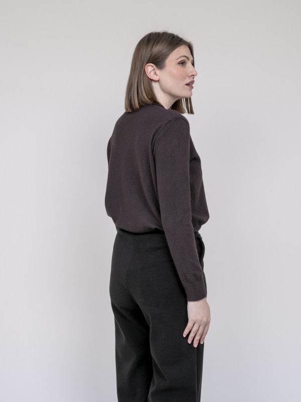 Pull col rond KATOLIE - Marron