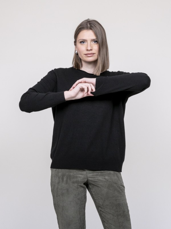 Pull col rond KATOLIE - Noir