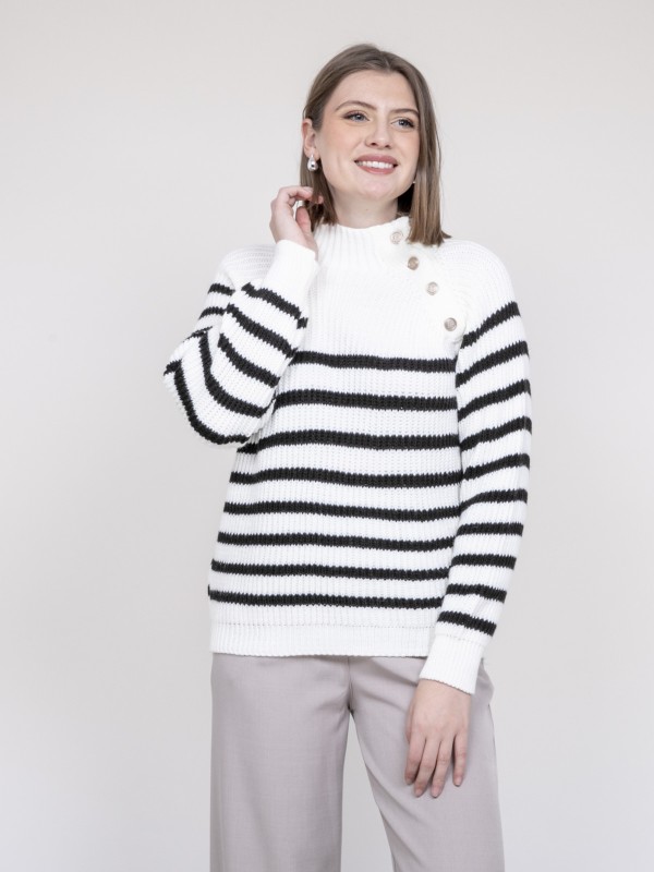 Pull marinière KEONI - Blanc