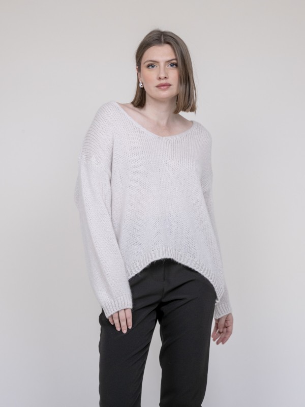 Pull col V KLORIANE - Ecru