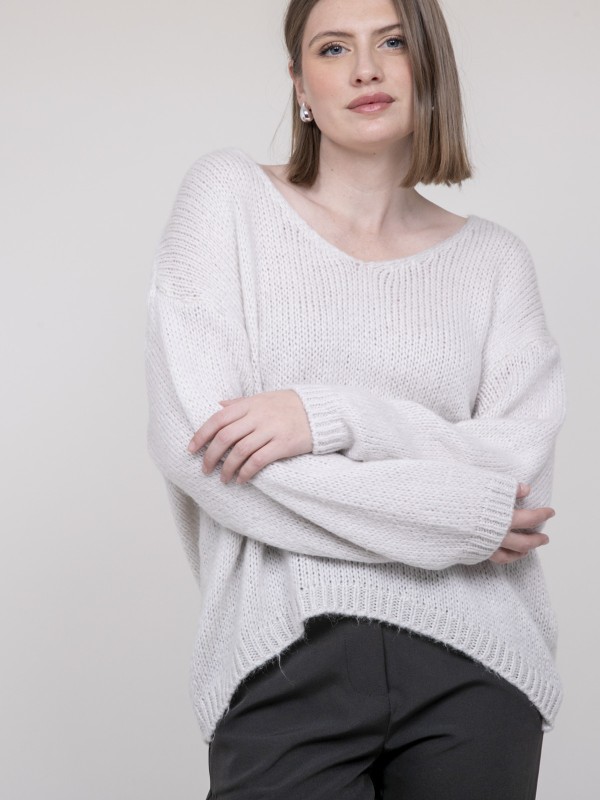 Pull col V KLORIANE - Ecru