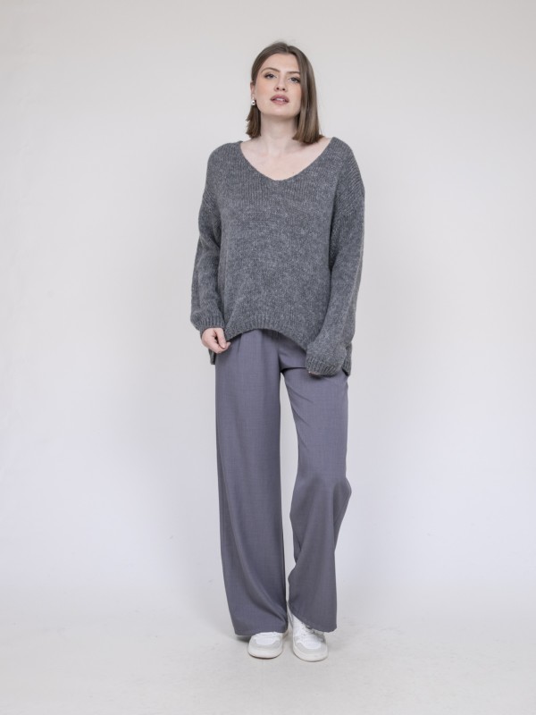 Pull col V KLORIANE - Gris