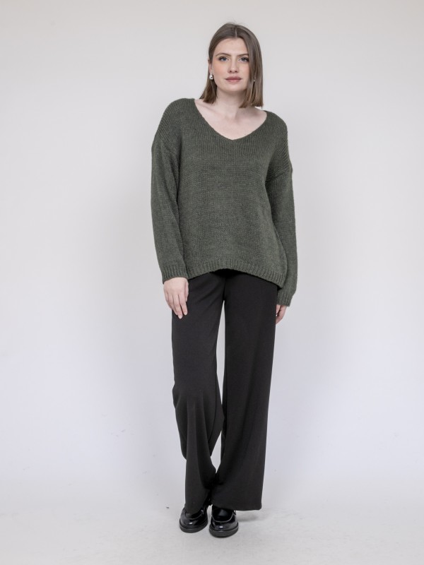 Pull col V KLORIANE - Kaki