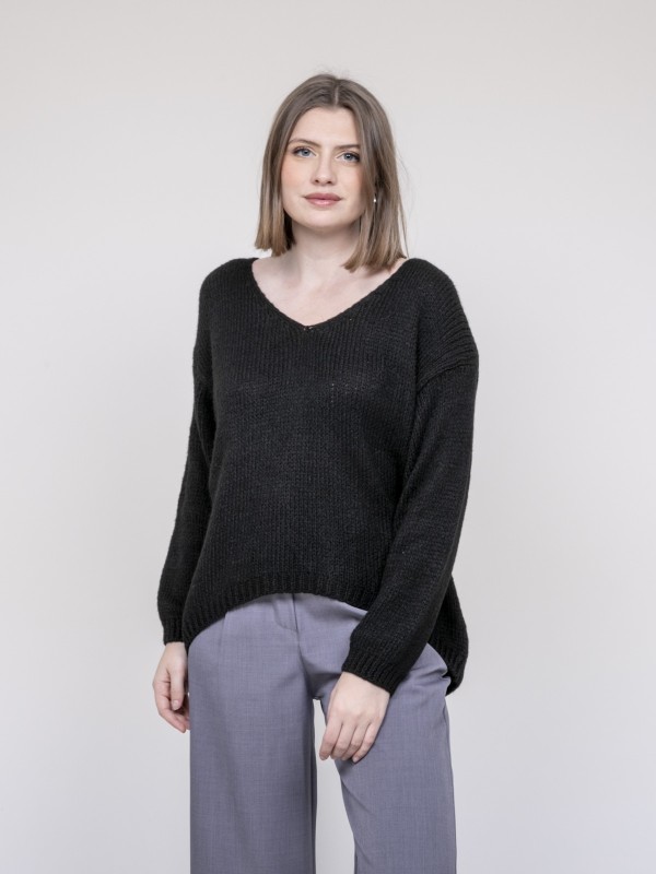 Pull col V KLORIANE - Noir