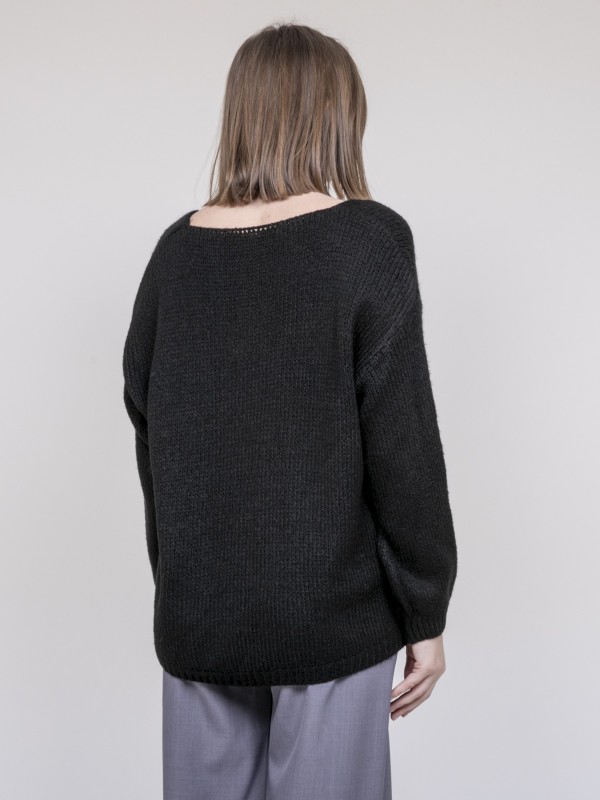 Pull col V KLORIANE - Noir