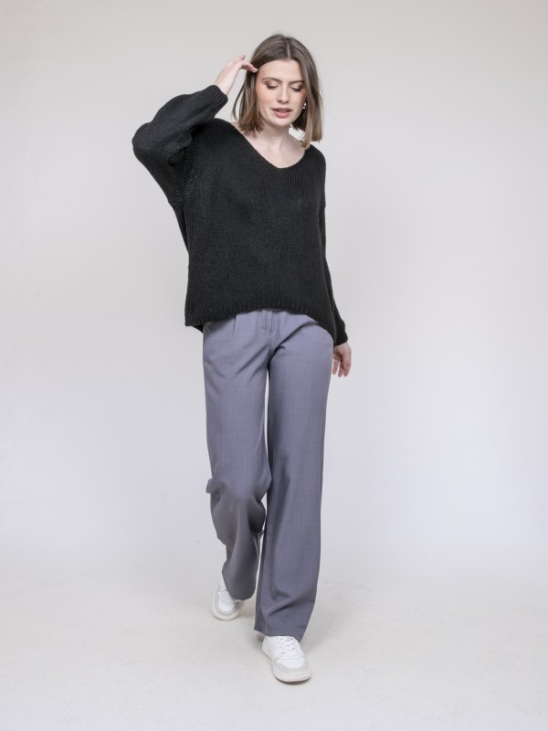 Pull col V KLORIANE - Noir