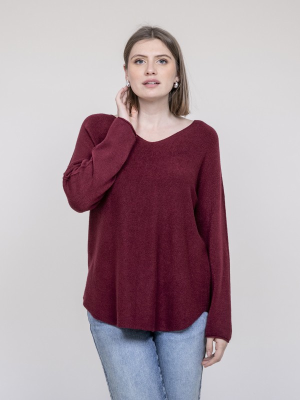 Pull col V KORNELIA - Bordeaux