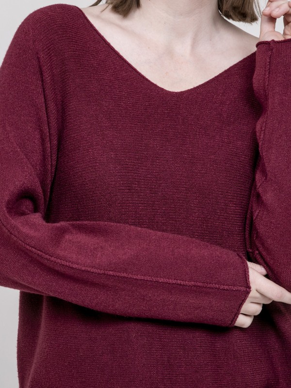 Pull col V KORNELIA - Bordeaux