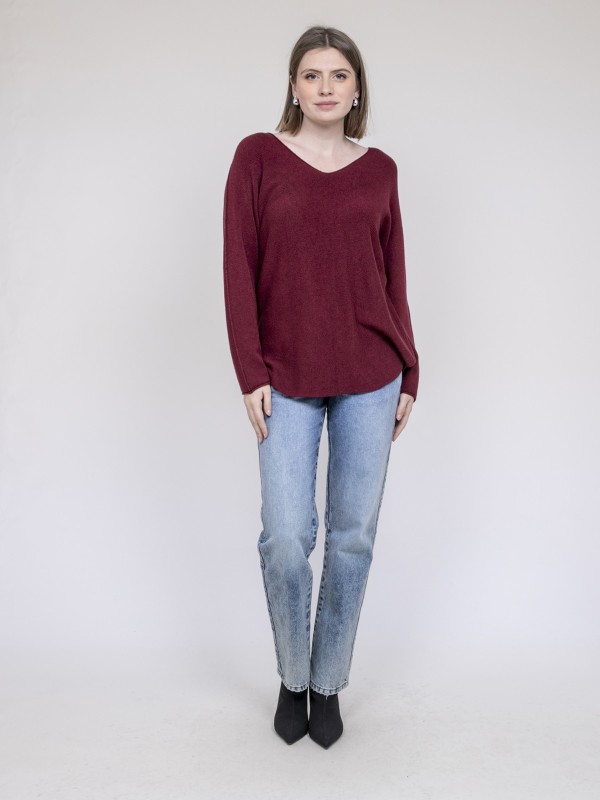 Pull col V KORNELIA - Bordeaux