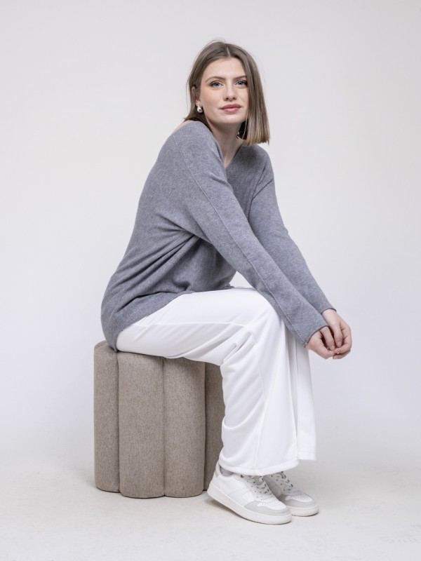 Pull col V KORNELIA - Gris