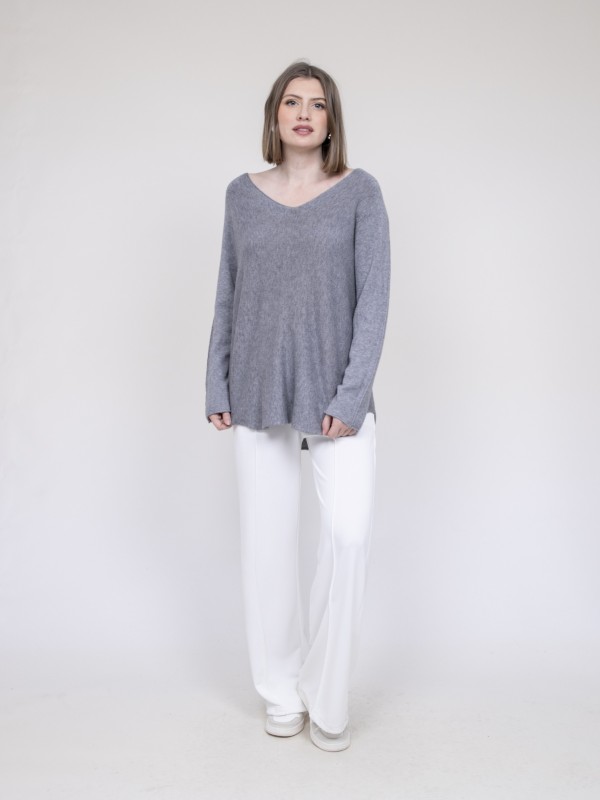 Pull col V KORNELIA - Gris
