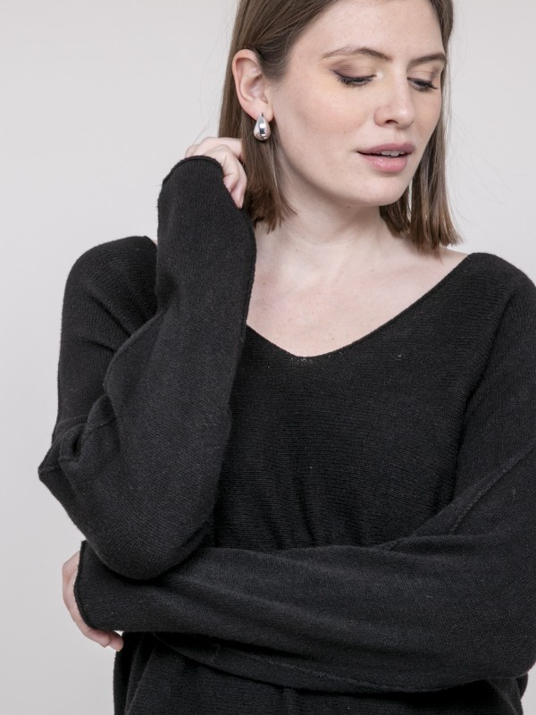 Pull col V KORNELIA - Noir