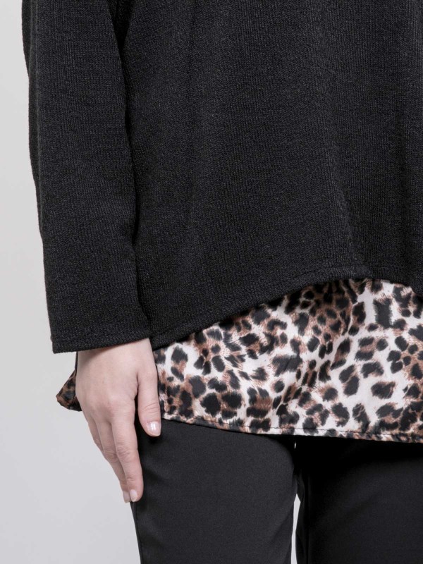 Pull 2 en 1 chemise léopard...