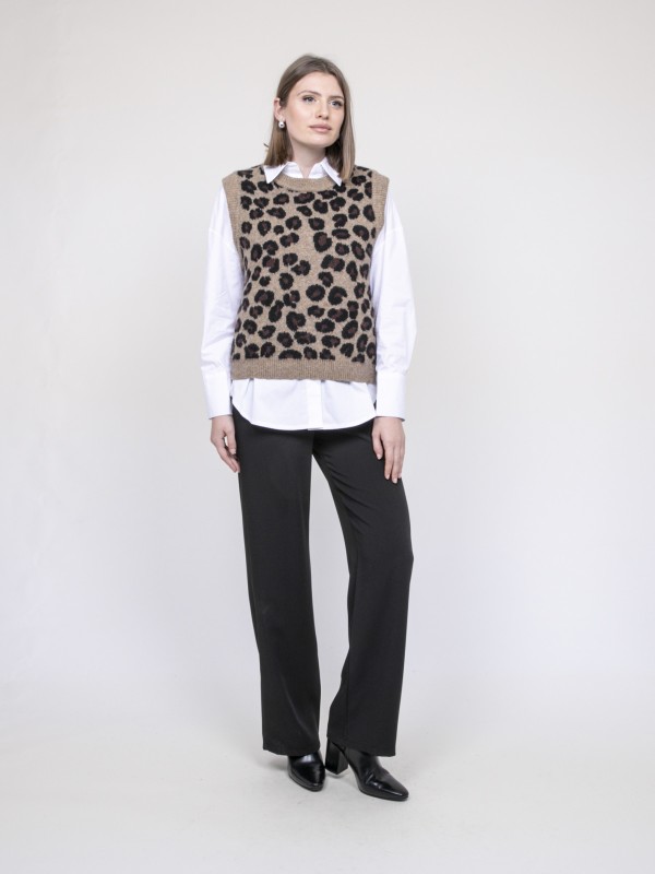 Pull sans manche léopard...