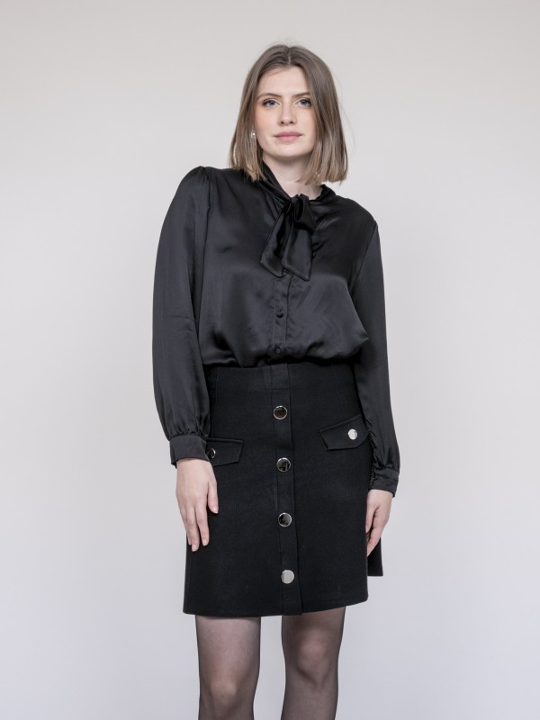 Chemise satinée ODINA - Noir