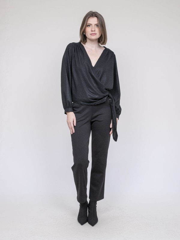 Blouse satinée ONESTA - Noir