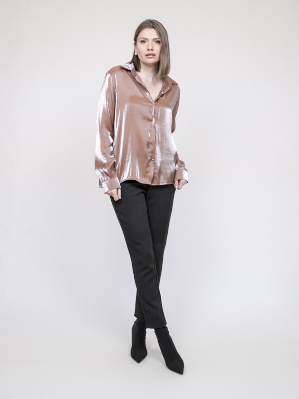 Chemise irisée ORIANA - Marron