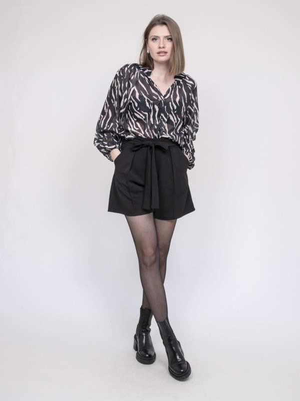 Short avec plis XIBELLE - Noir