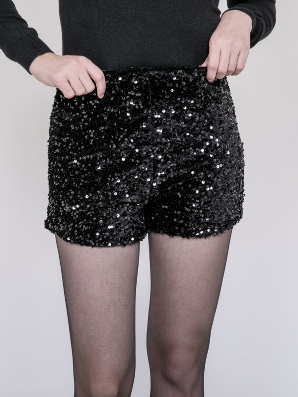 Short à sequin XITERIA - Noir