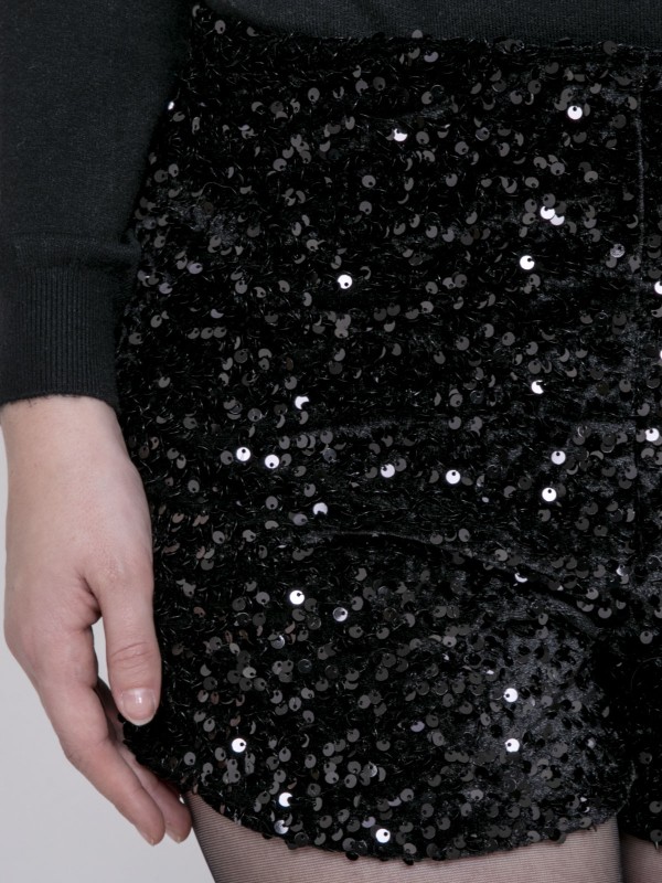 Short à sequin XITERIA - Noir