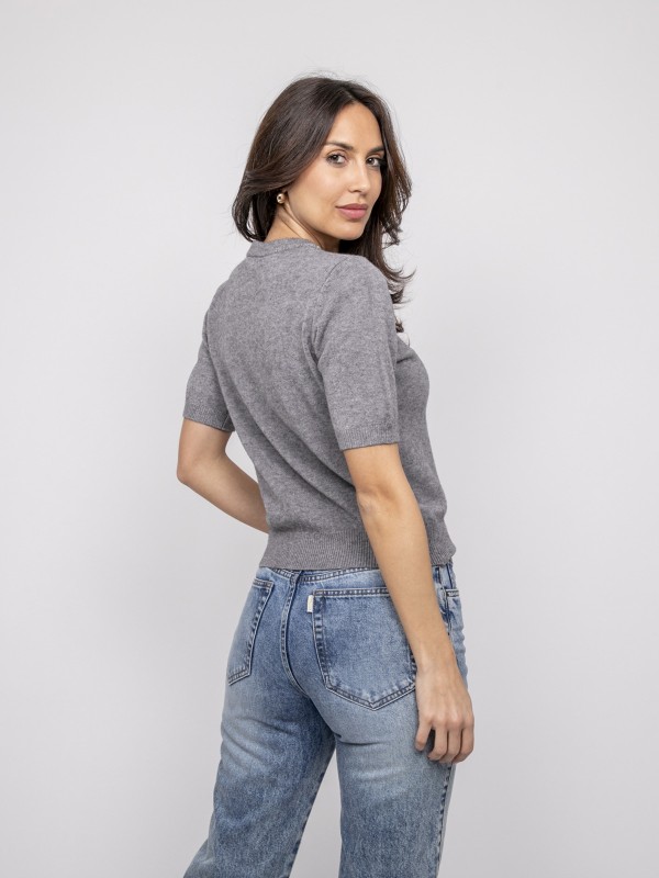 Pull manche courte strass...