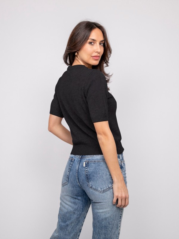 Pull manche courte strass...