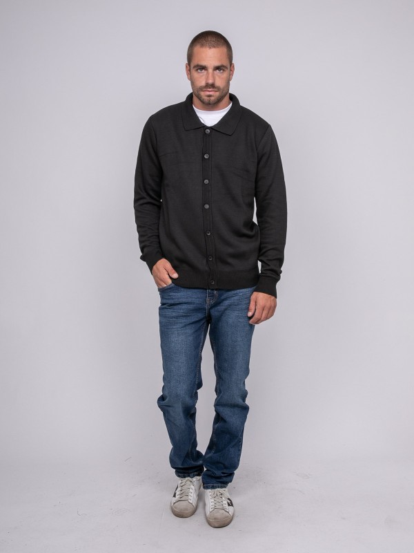 Cardigan col polo  boutonné...