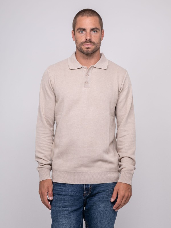 Pull col polo LOMEDI - Beige