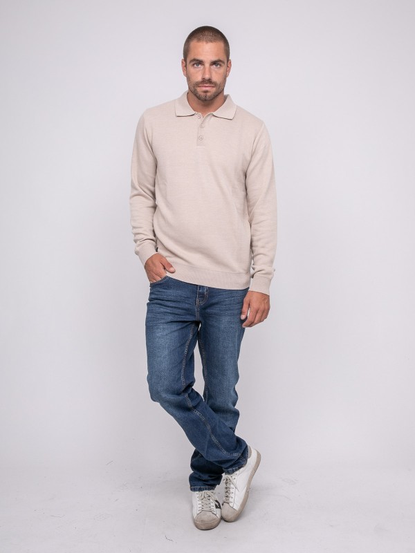 Pull col polo LOMEDI - Beige